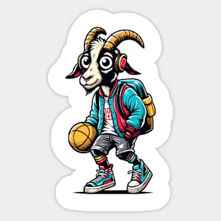 funny goat basketball Sticker